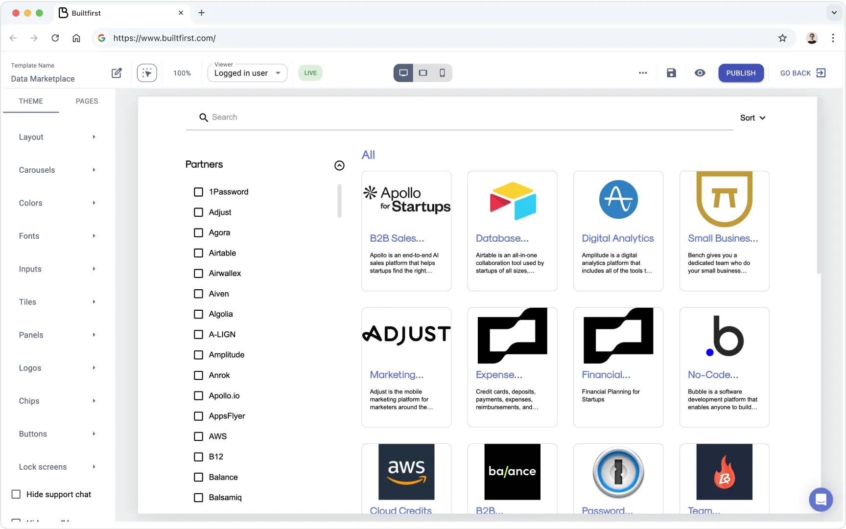 Builtfirst dashboard showing template customization.