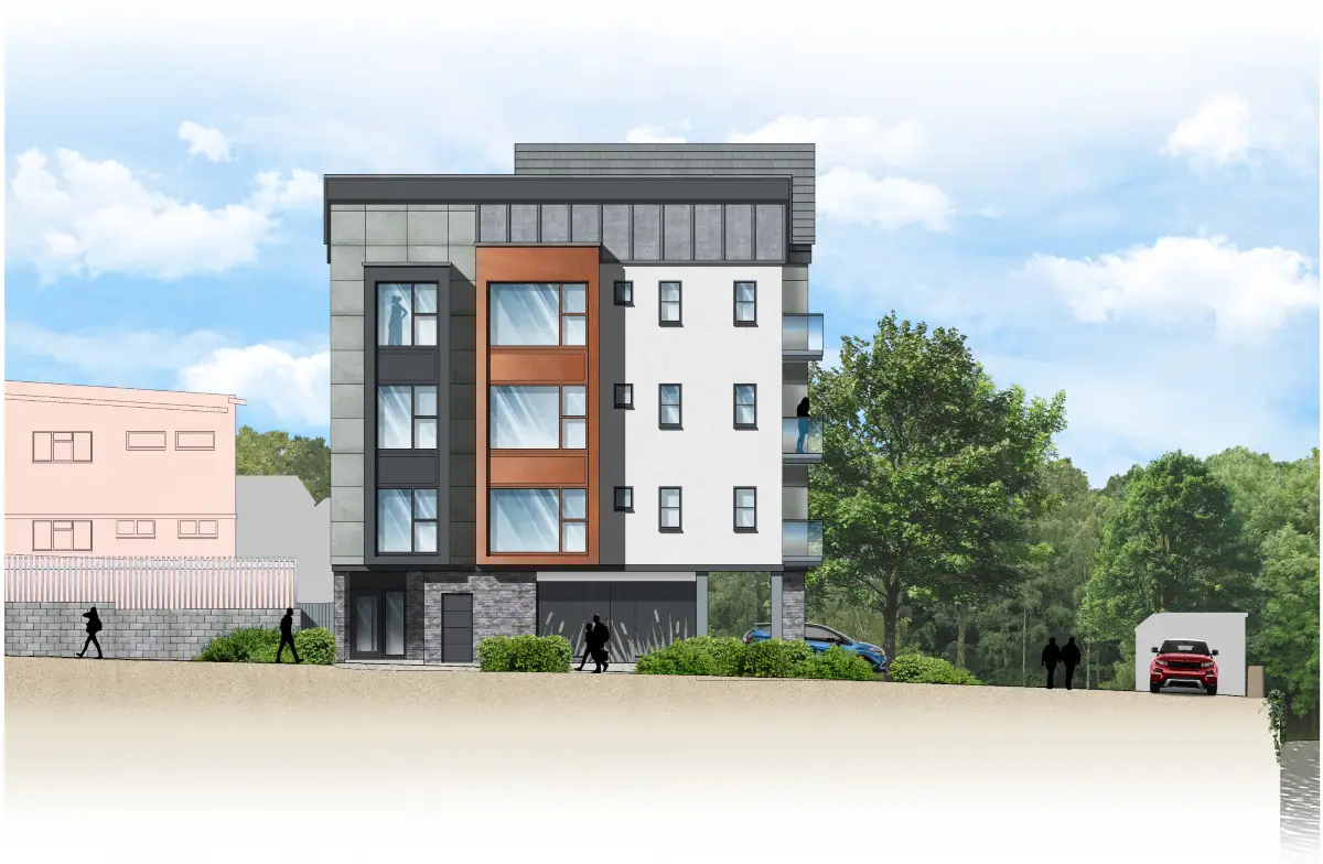 Riverside residential side view