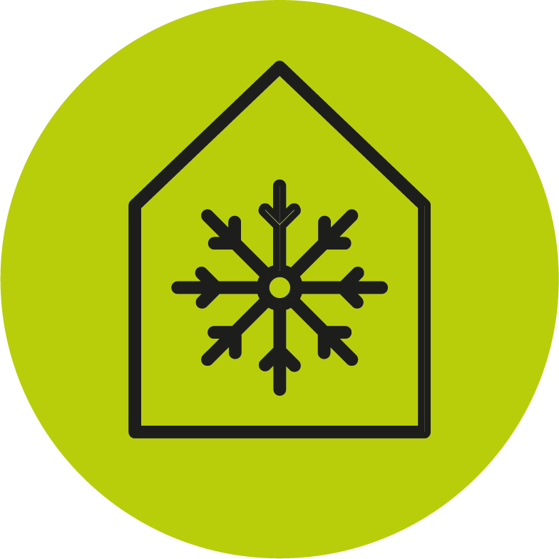 Eine Illustration einer Hauses mit einer Schneeflocke.