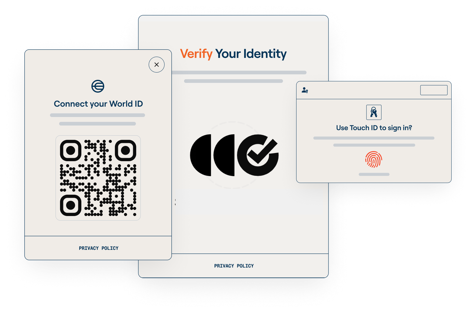 Verify product mockup displaying intuitive verification popup and passkey prompt - illustrating straightforward email authentication process for users
