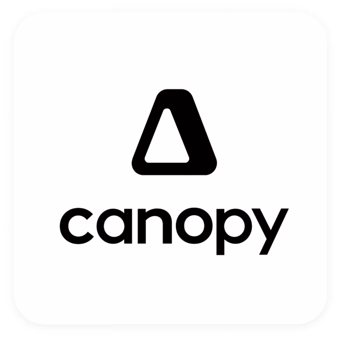 Black stylized triangular canopy logo above lowercase text 'canopy' on white background.