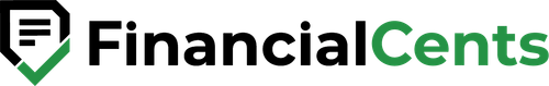 FinancialCents company logo with a document and checkmark icon in black and green.