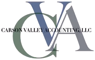 Logo with large OV and A letters overlapping and text Carson Valley Accounting LLC.