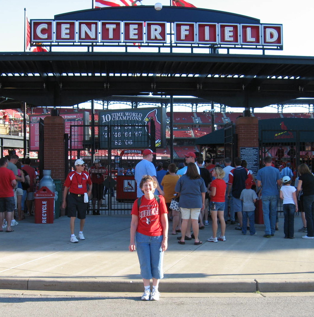 Bobbi visiting Busch Stadium in St. Louis, MO for a Cardinals baseball game