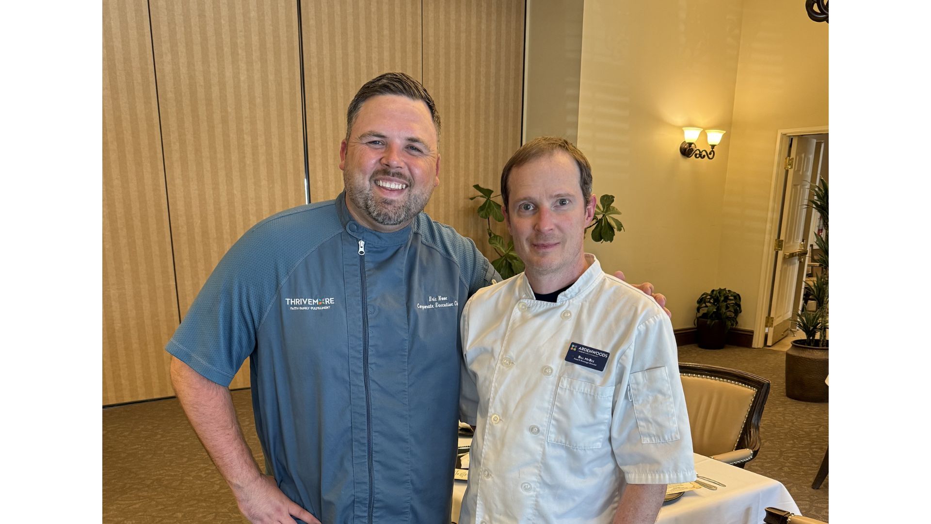 Eric Nooe, ThriveMore Corporate Chef (left) and Bill McBee, Food and Beverage Director (right) at Ardenwoods.