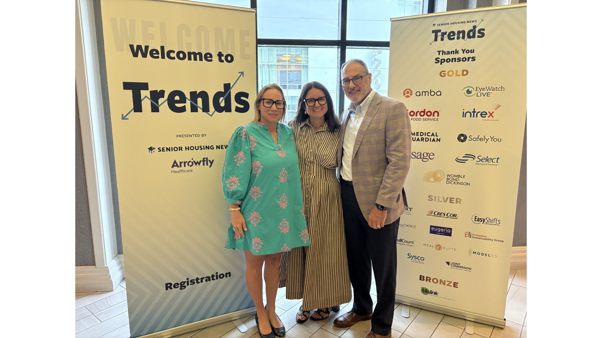 Jessica McCollum, Sarah Marr and Jeff Weatherhead, President and CEO of Plymouth Harbor of Sarasota Bay.