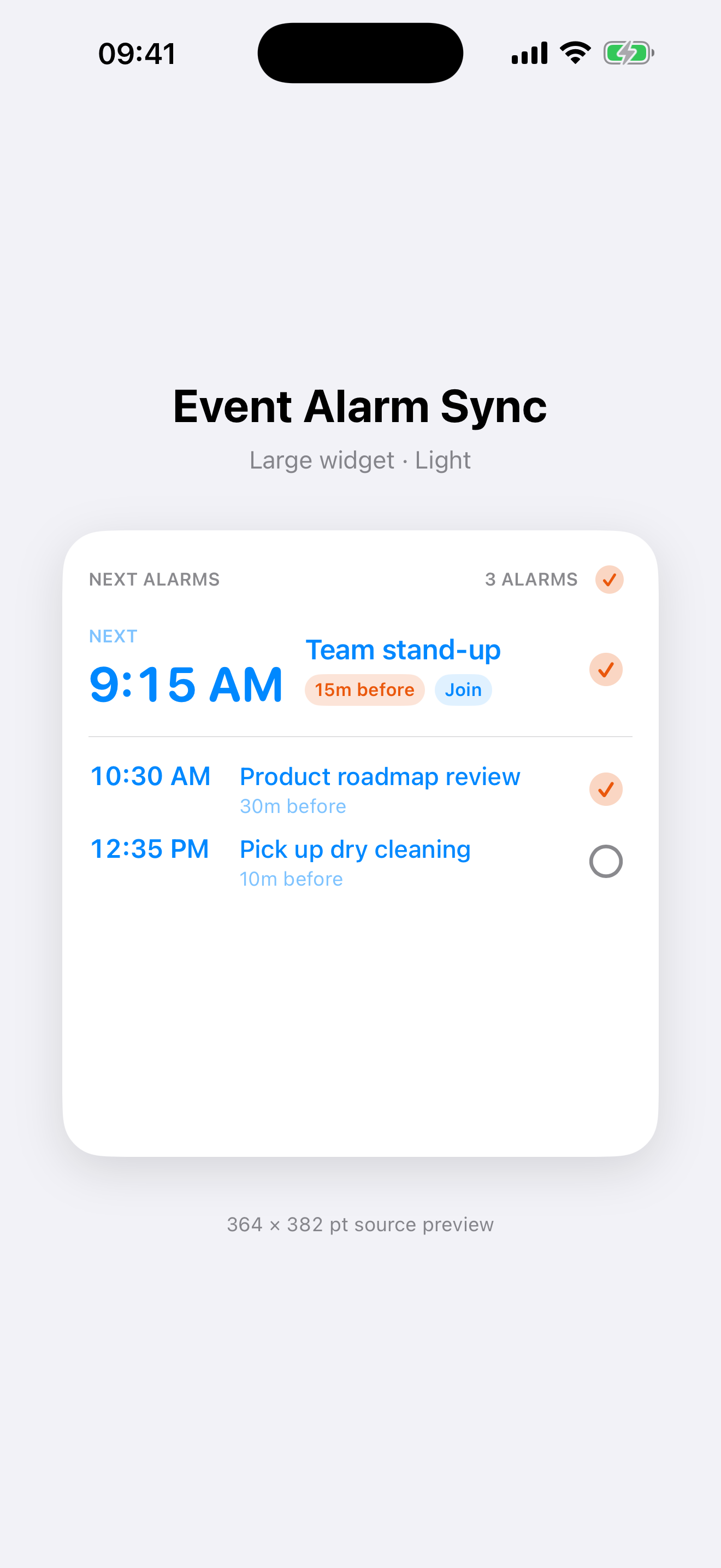 Large interactive widget preview on iPhone