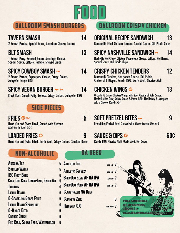 Beachland Ballroom concert food menu