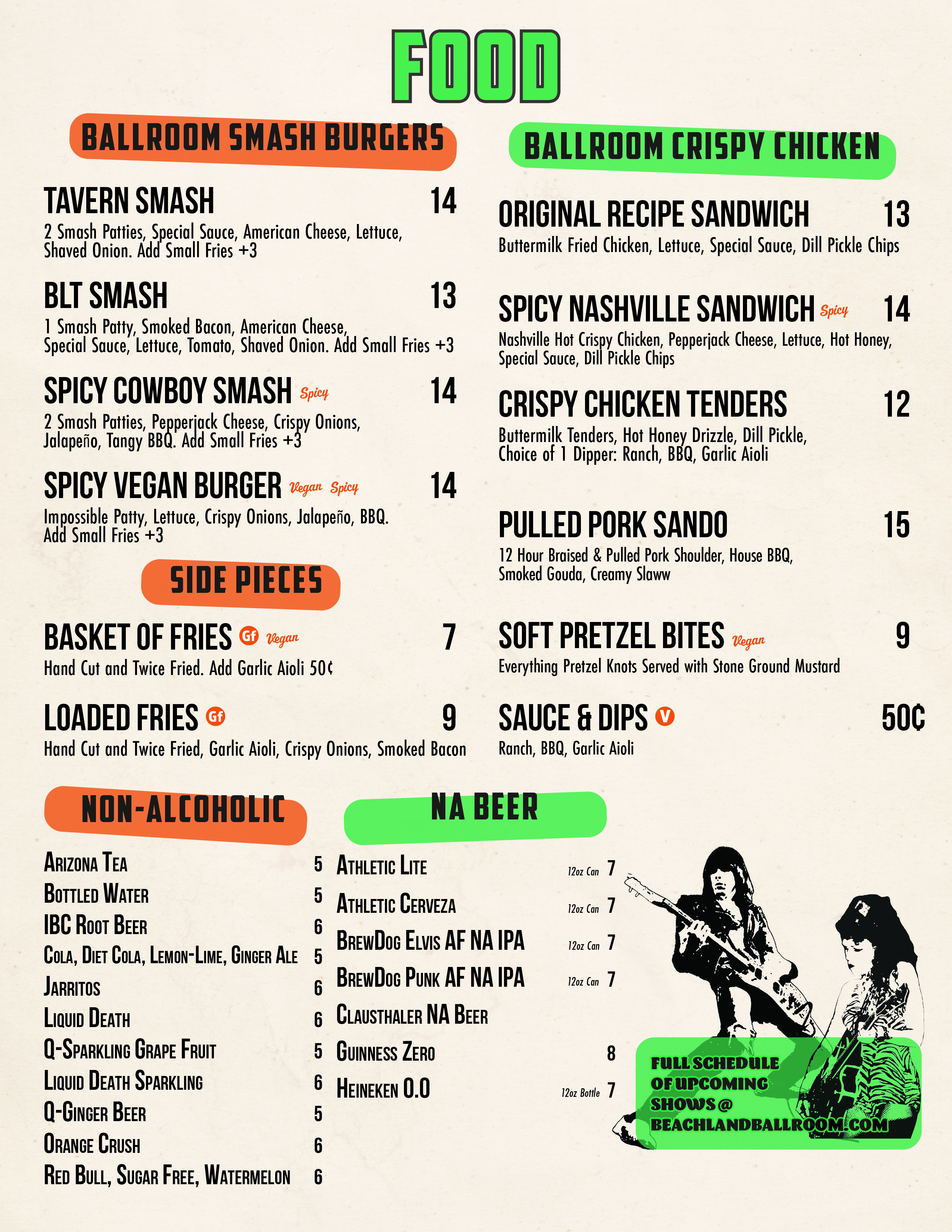 Beachland Ballroom concert food menu