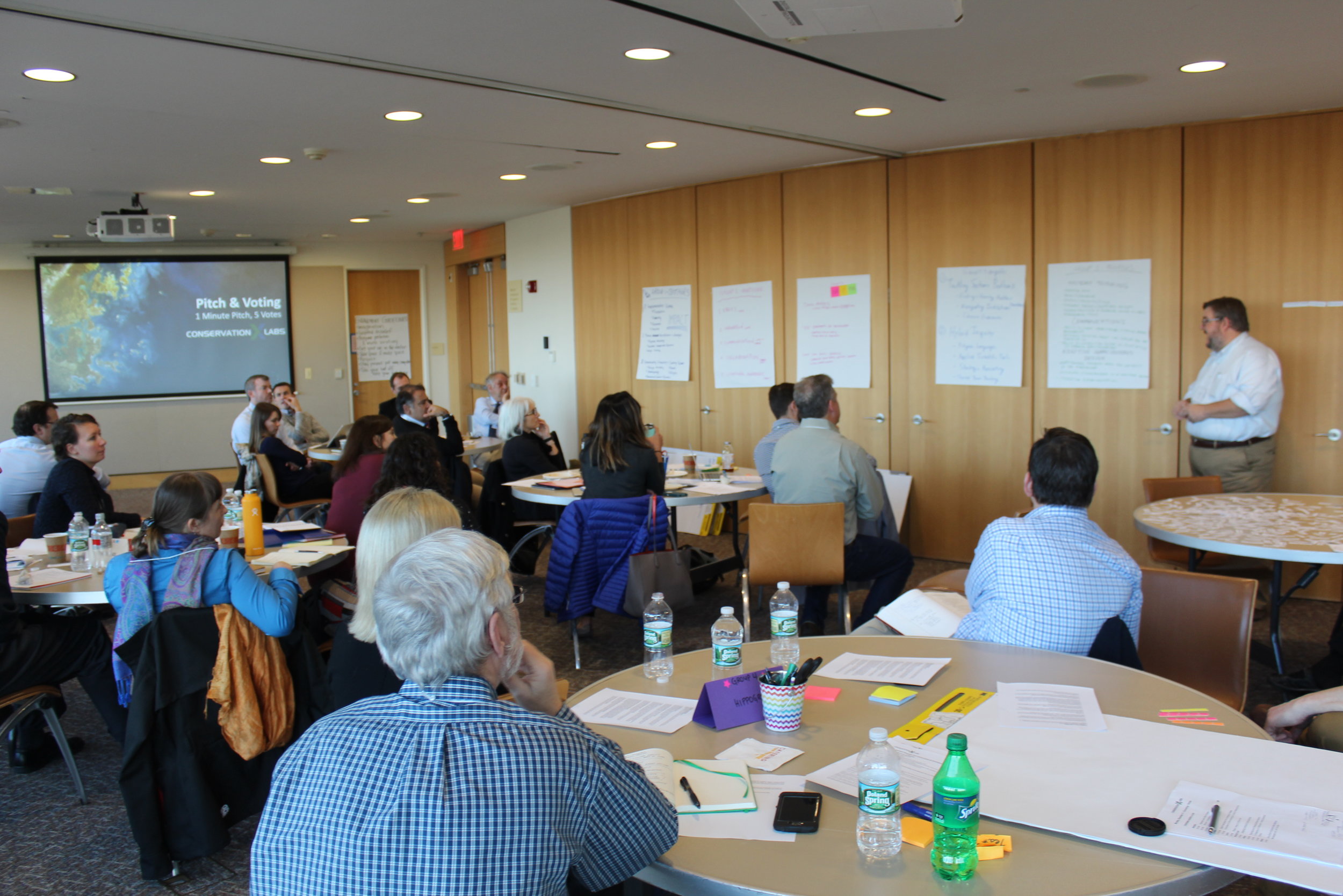Faculty pitch their group’s conservation curriculum core following inter-institutional exchange.