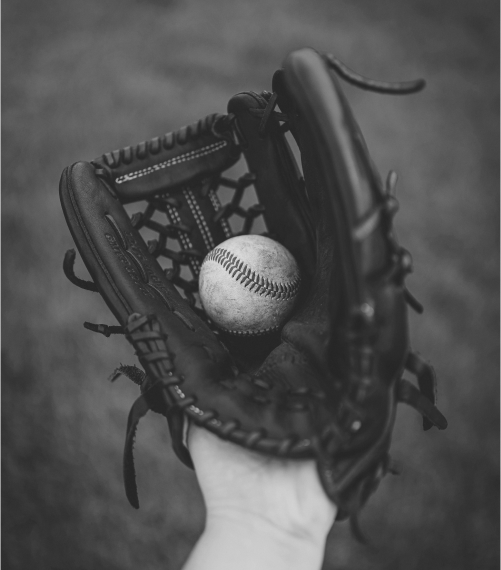 Baseball glove and ball