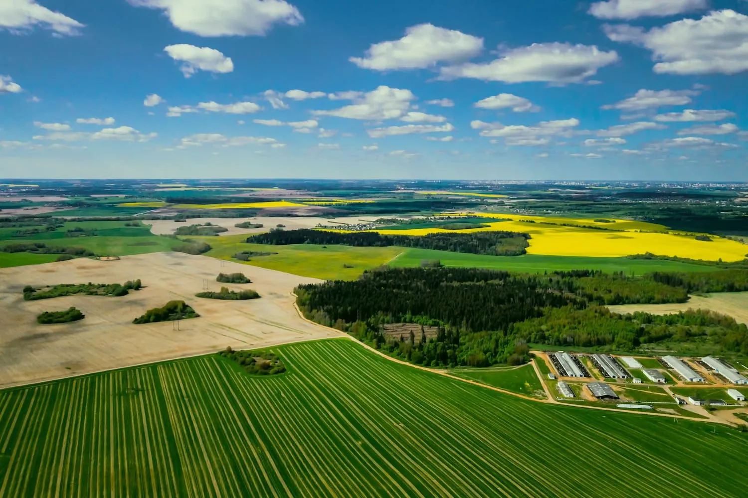 aerial view of rural Canadian prairies 
