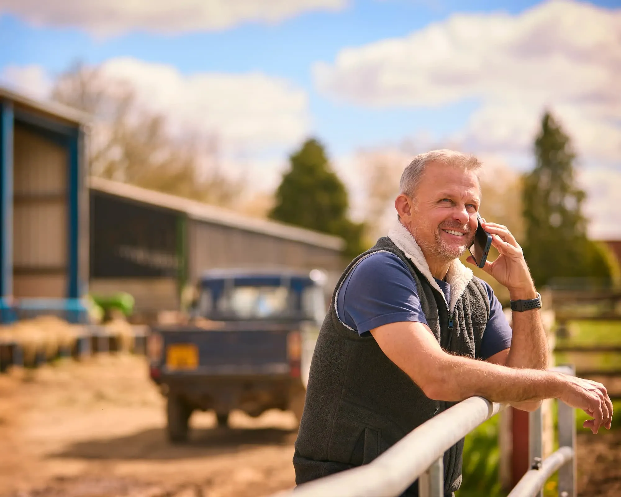farmer making a business phone call