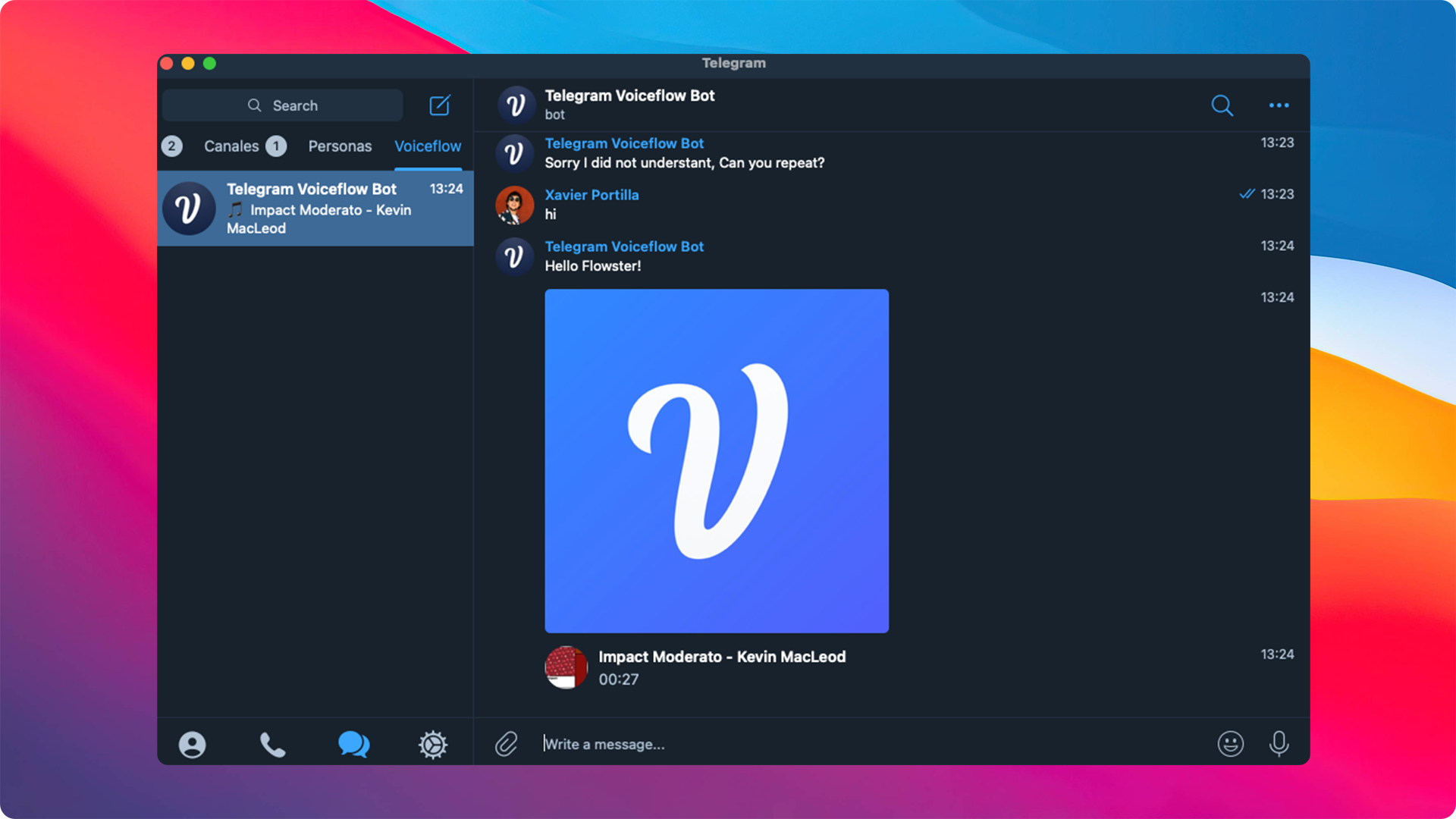 Telegram bot connected to Voiceflow