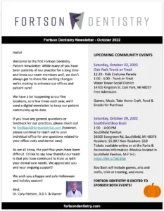 Screenshot of first page of Fortson Dentistry Patient Newsletter