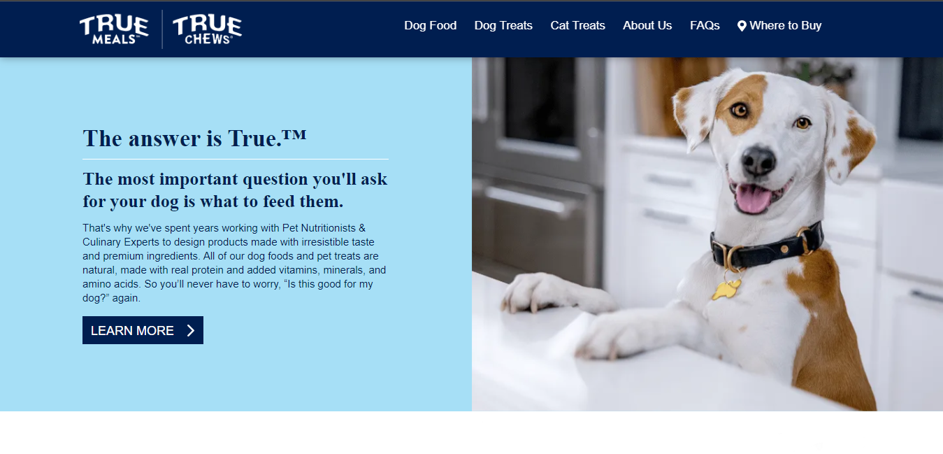 True Meals & Chews homepage