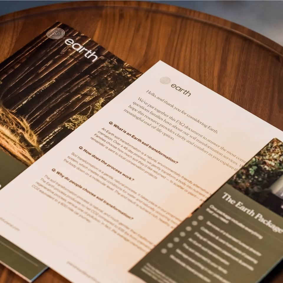 Documents and Brochures from Earth Funeral.