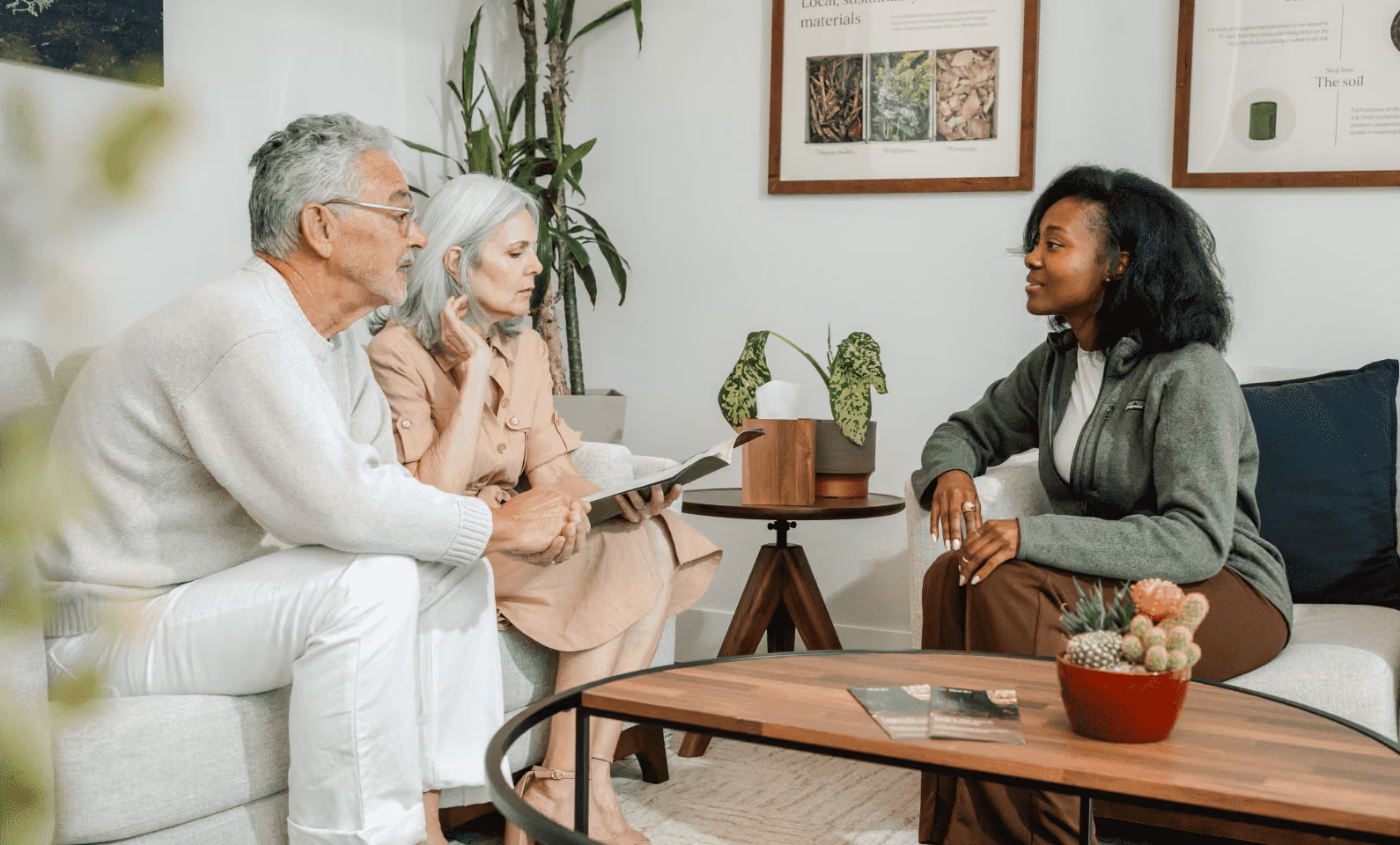 Earth Funeral team member with customers during a care consultation