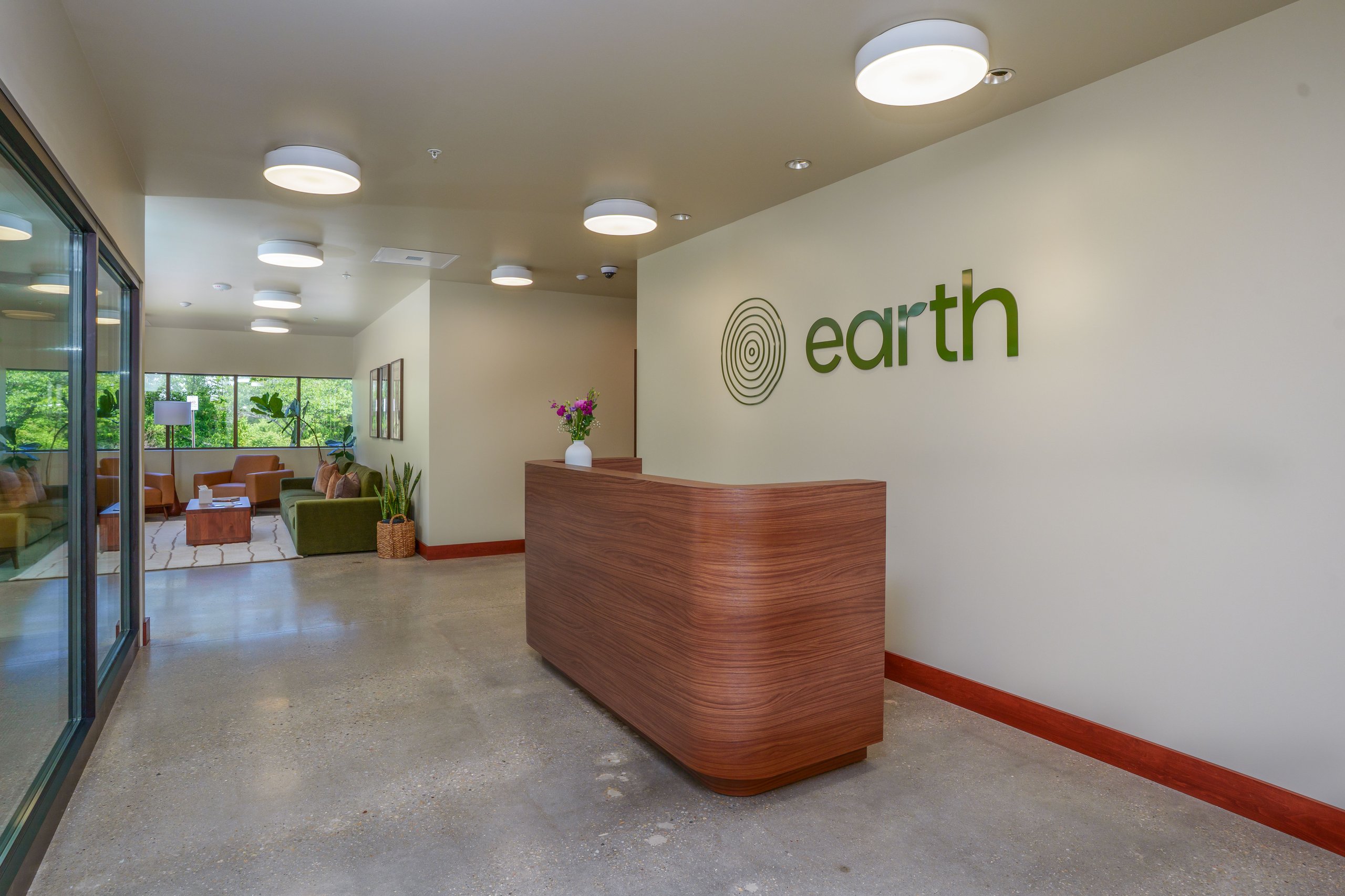 Our reception area, where Earth's care team welcomes families and their loved ones.