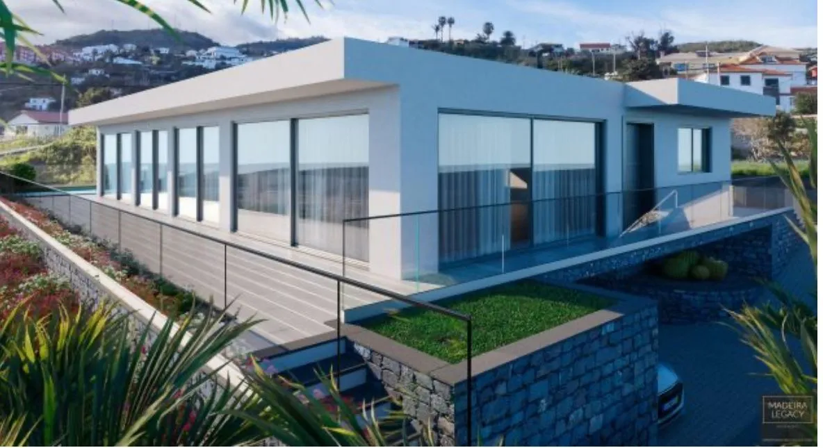 Architectural visualisation of the single-storey villa under construction in Tendeira, Caniço