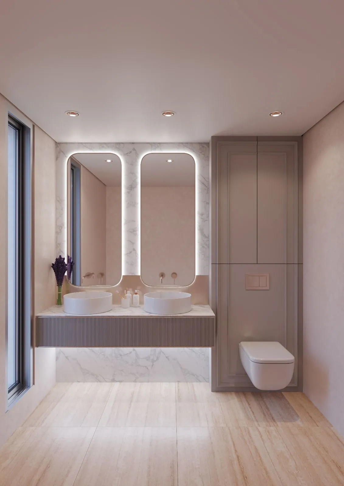 Bathroom finished in contemporary materials, Tendeira villa