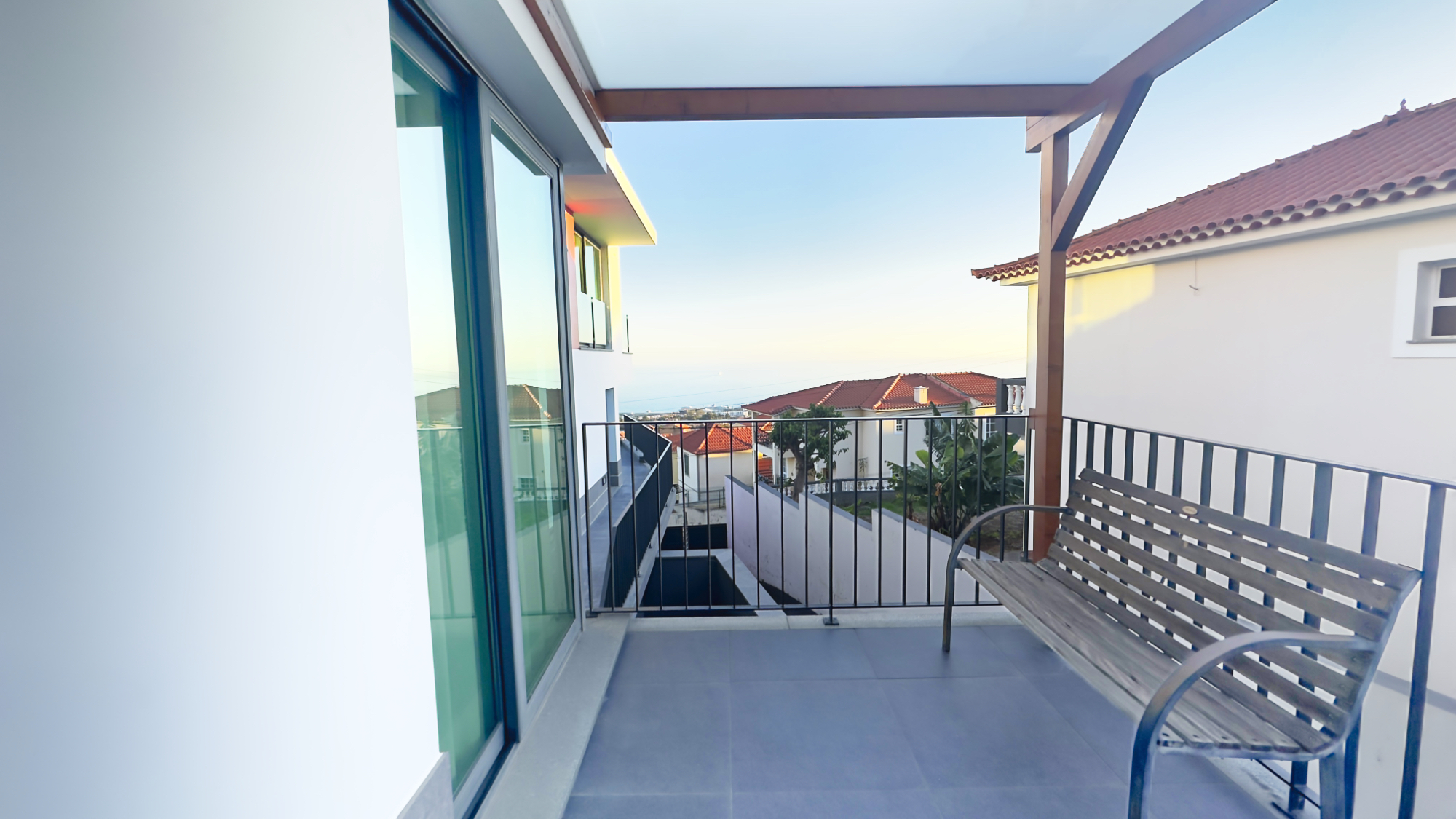 Open-plan living and kitchen area of the Funchal house