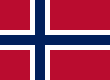 Flag of Norway with a blue Scandinavian cross outlined in white on a red background.