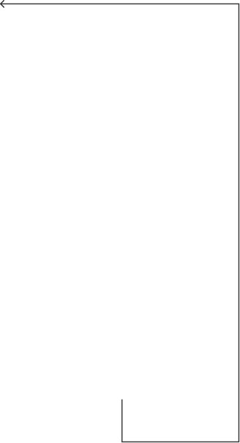 Black outlined connector line with arrow pointing left at the top and an L-shaped bend at the bottom.