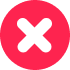 White cross mark inside a pink circular background indicating an error or close action.