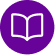 White book icon with open pages on a purple circular background.