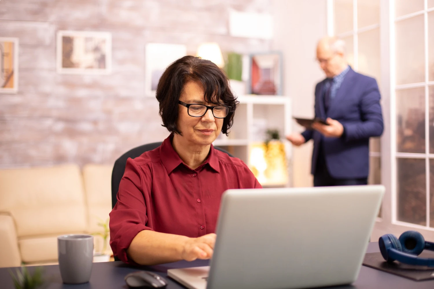 Business owner reviewing real-time leads captured by AI virtual assistant