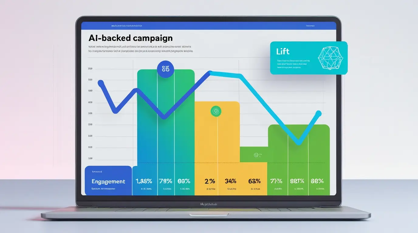 Funnel dashboard showing lift in conversions from AI-backed campaign