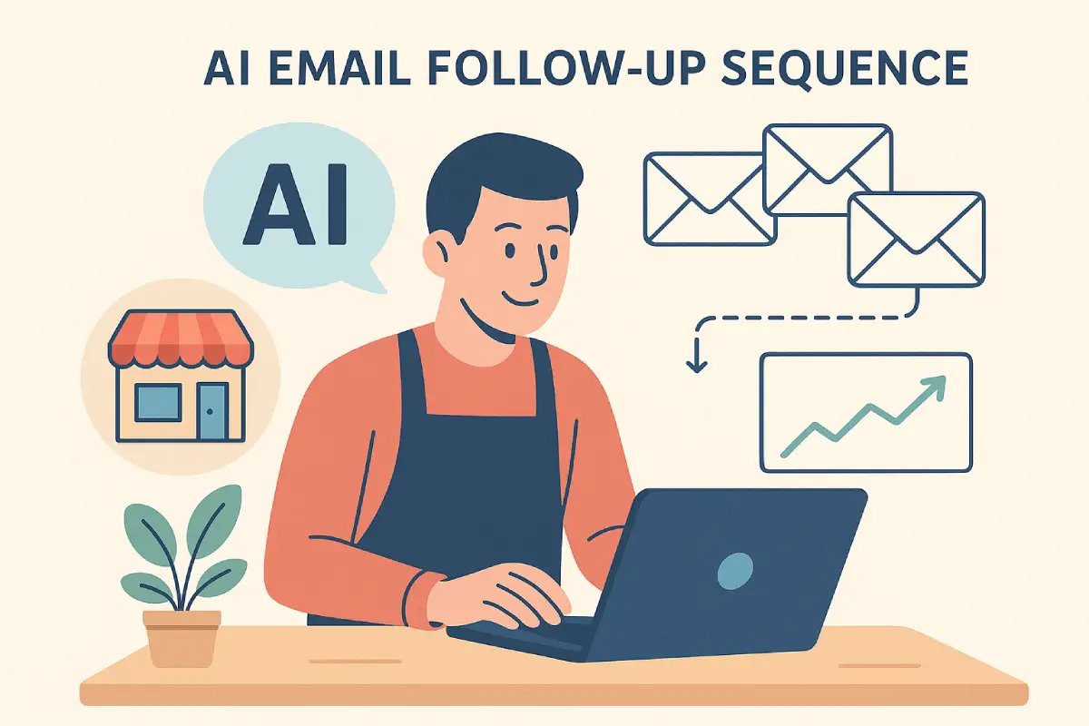  Illustration of AI email follow-up sequence for small biz
