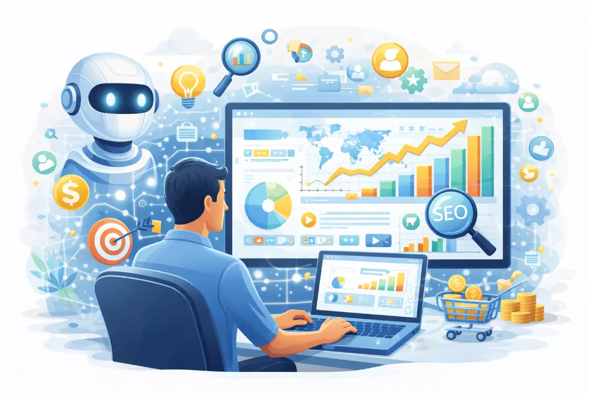 AI-powered marketing automation dashboard in use