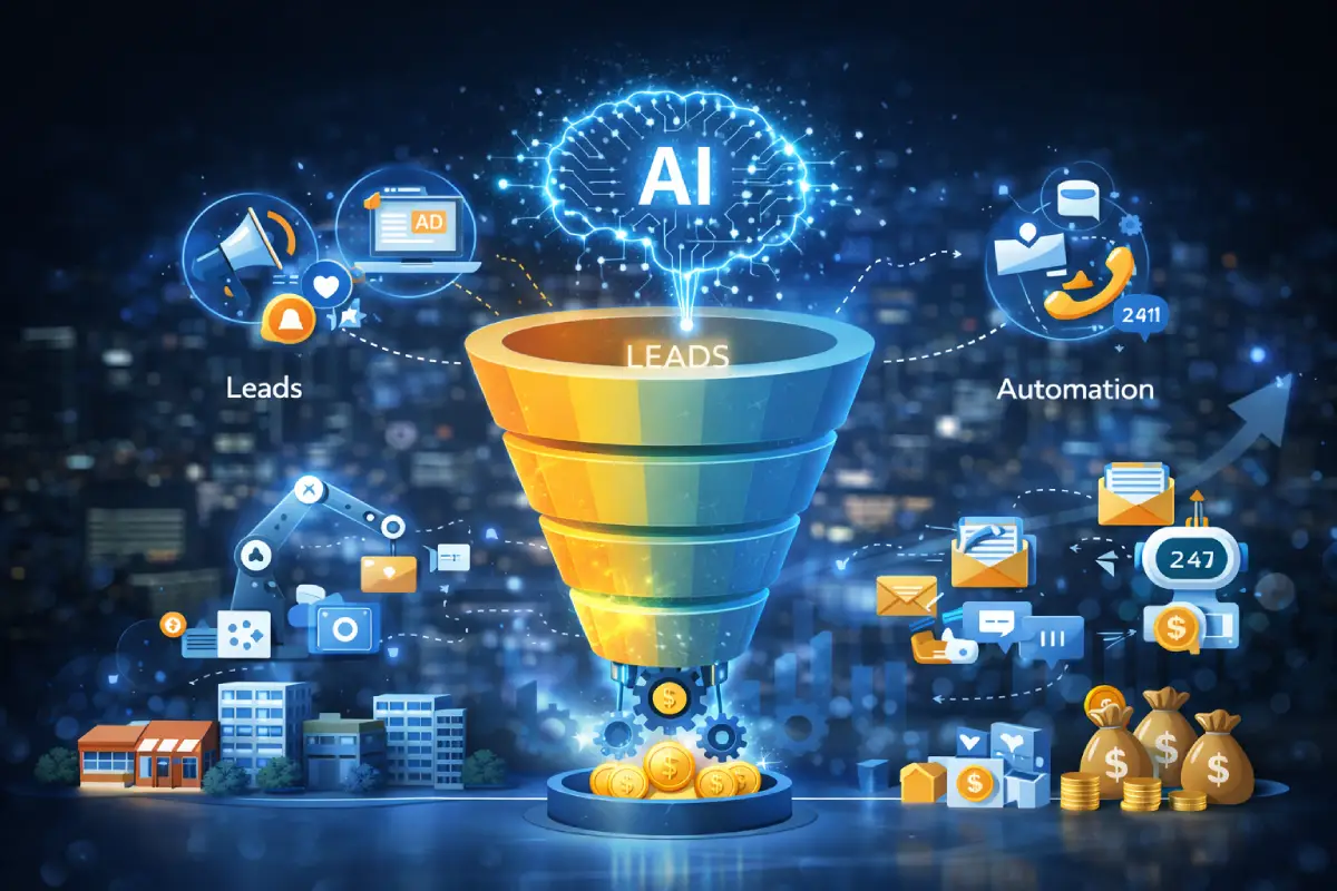AI-powered marketing automation funnel diagram
