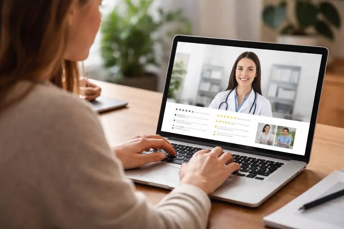 patient researching healthcare provider online