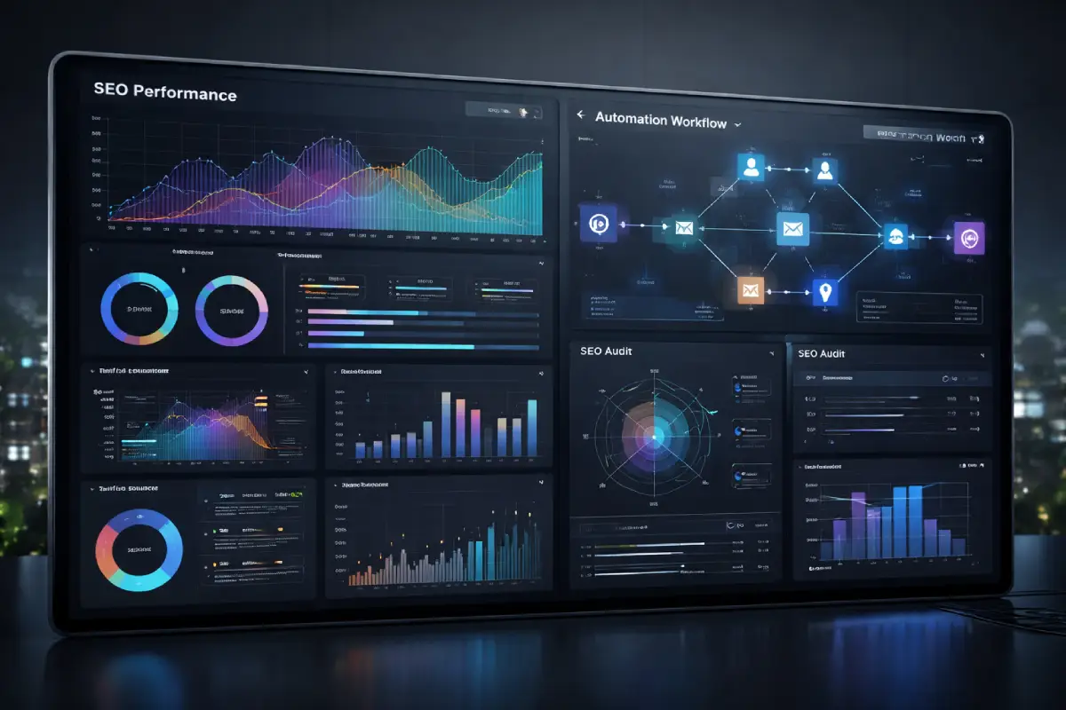 agency dashboard combining SEO and automation systems