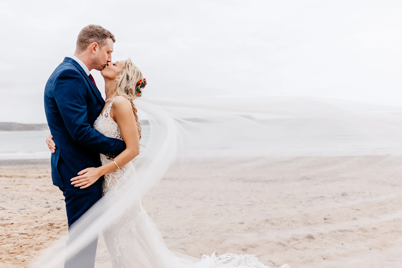 Married couple wedding photo beach