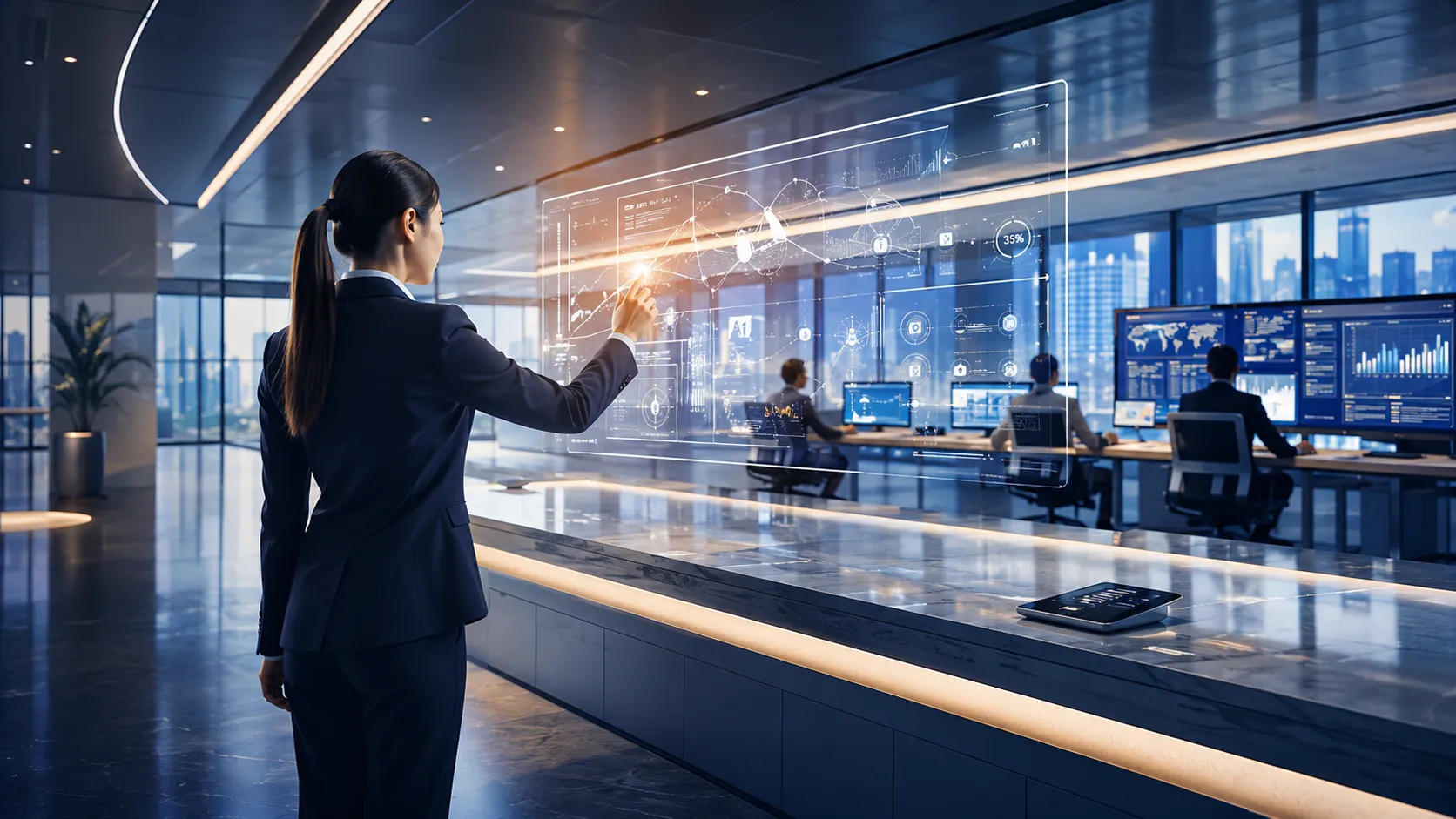 IT specialist reviewing dashboards in a database operations environment