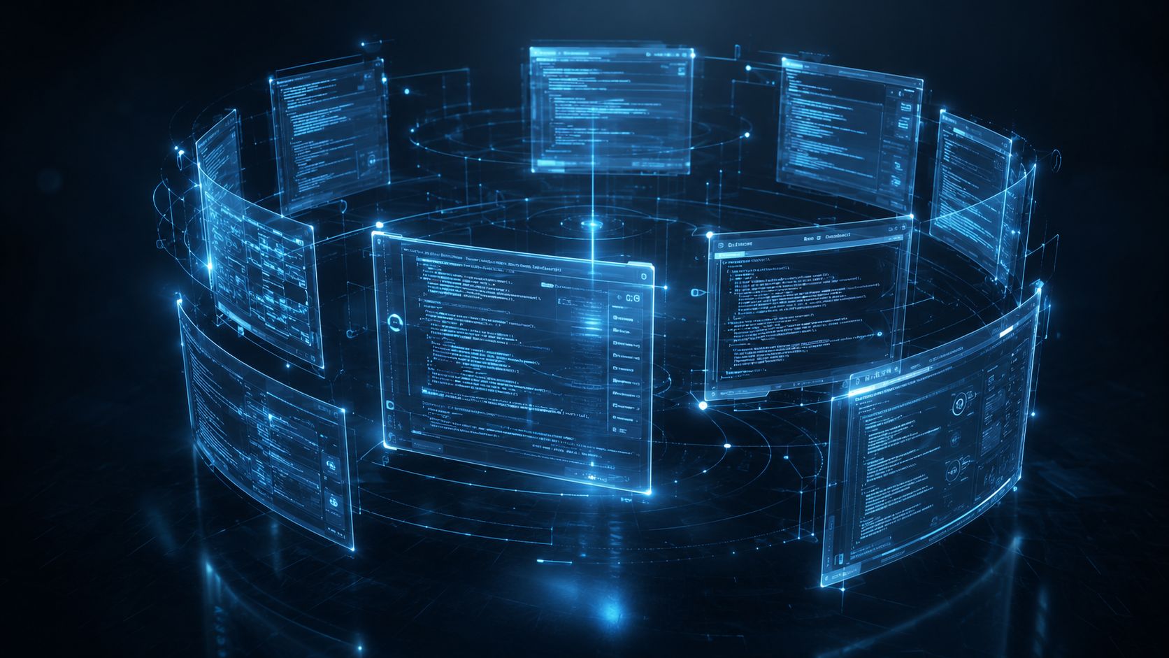 Illustration of connected software interfaces and data flows
