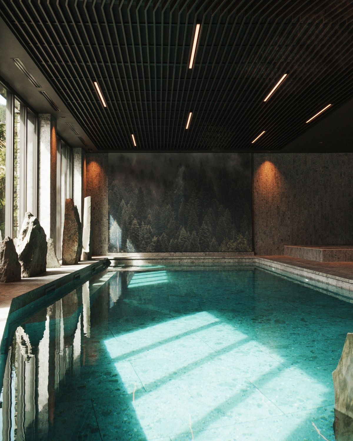 Espace bien-être et piscine du Lodge Park à Megève