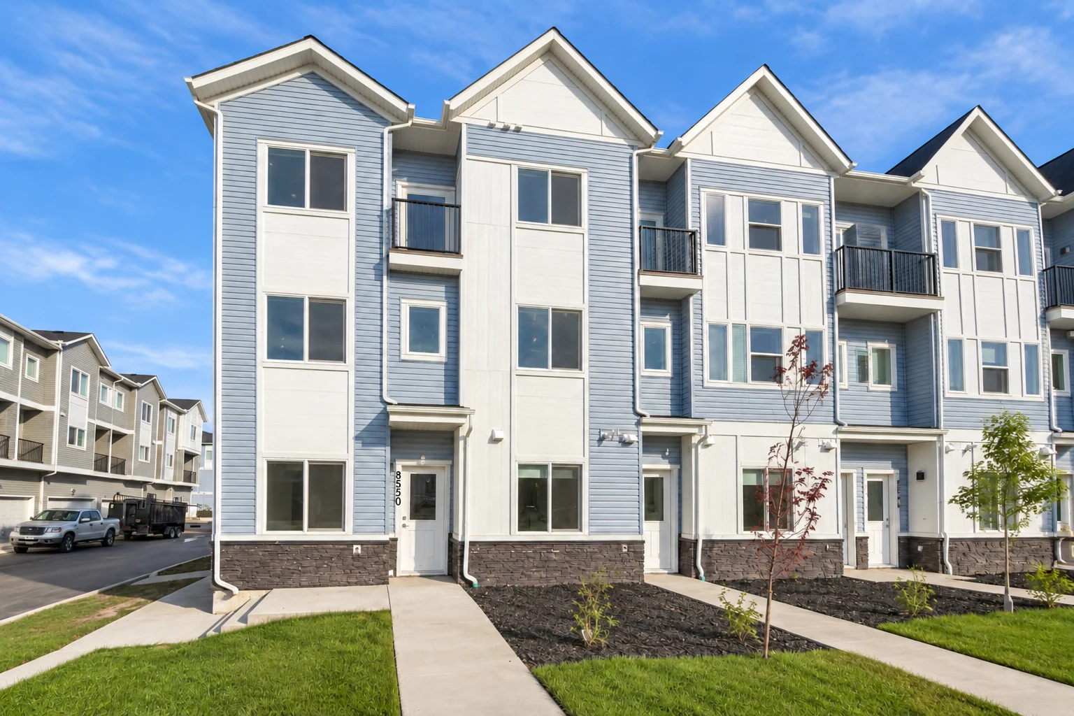 Townhome exterior — 8550 48 St NE at Peace Valley