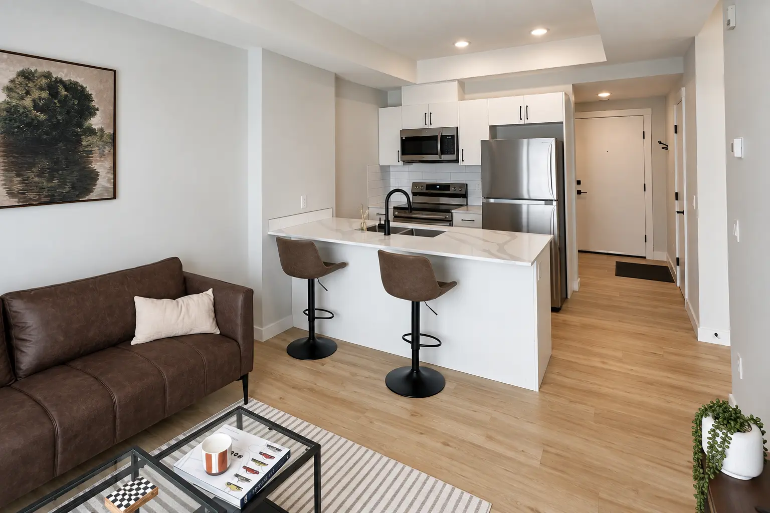 Kitchen and living area at Saddlepeace Village