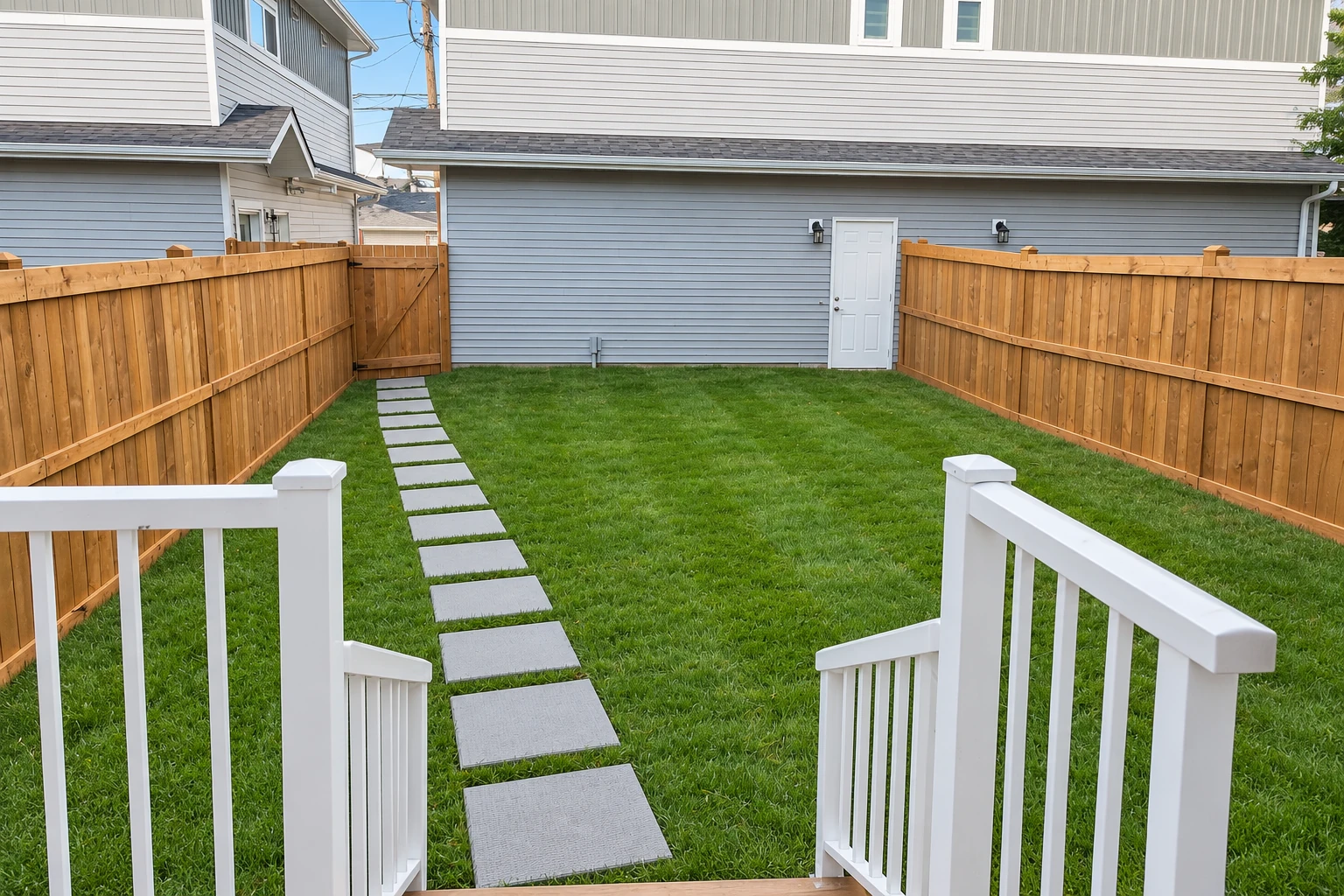 Private backyard and garage at 10744 & 10746 155 Street NW
