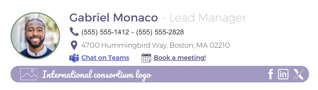 Big company email signature with logo example