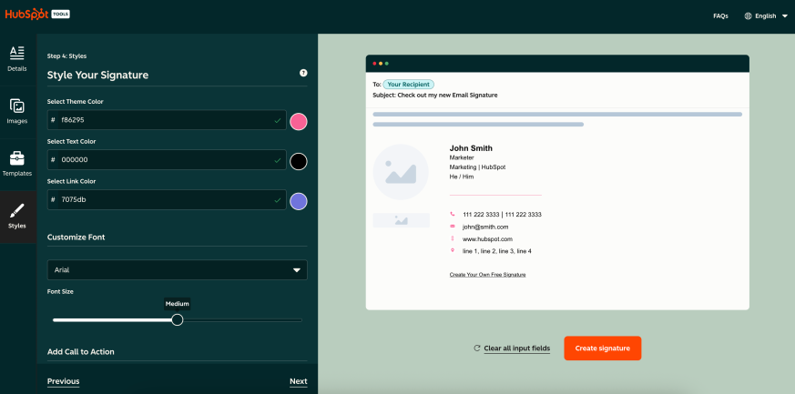 Hubspot email signature generator tool