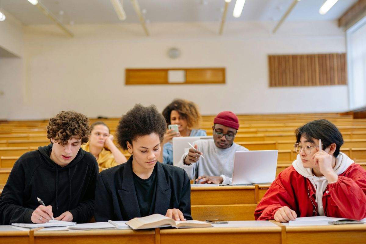 Students working in a classroom