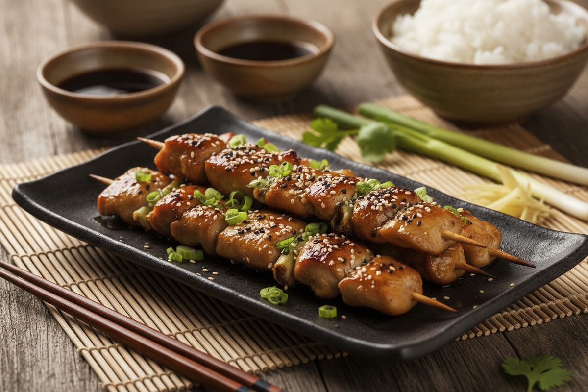 Mehevät japanilaiset yakitori-kanavartaat makealla soijakastikkeella – helppo ja maukas resepti koko perheen iloksi.