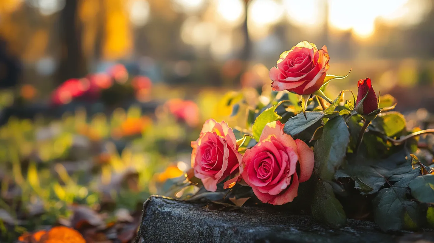 Blumen auf einem Grabstein