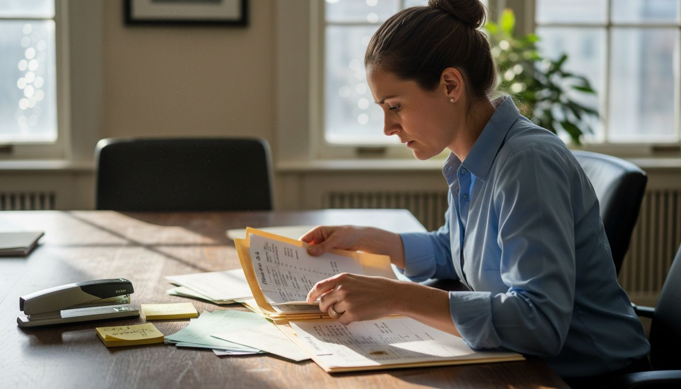 Office manager organizing business financial folders